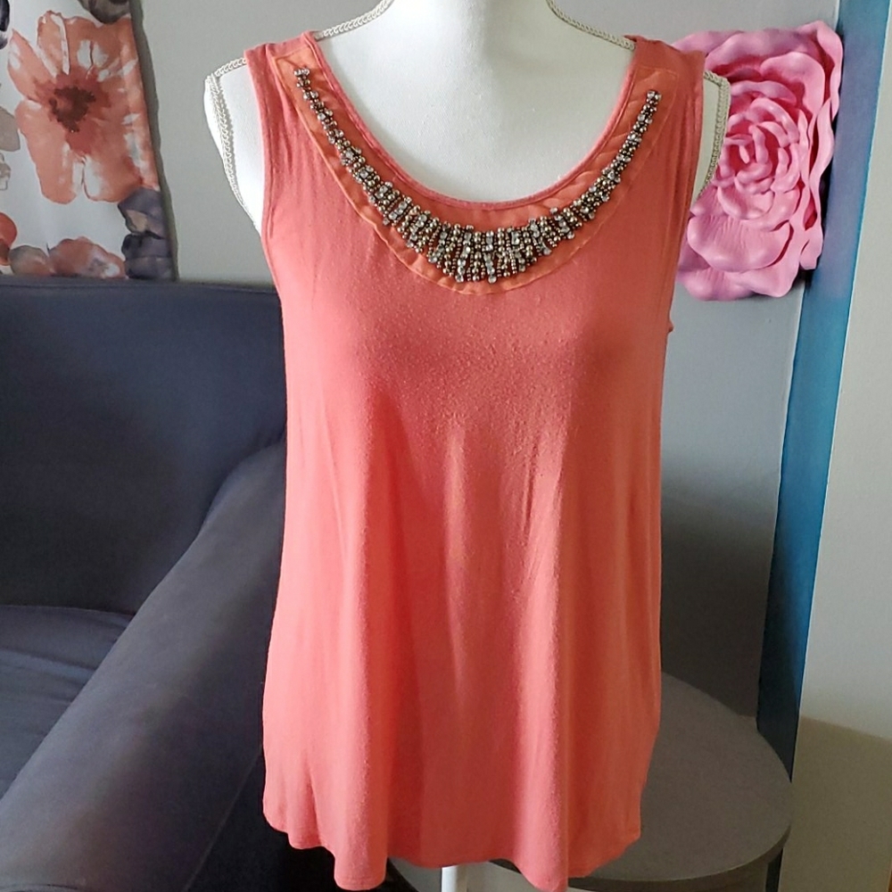 Coral tank with rhinestone collar - Picture 1 of 4
